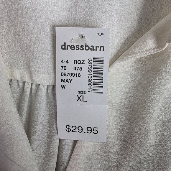 Womens Roz & Ali White Sheer Sleeveless Blouse Pockets V Neck Polyester Size XL - Picture 4 of 10